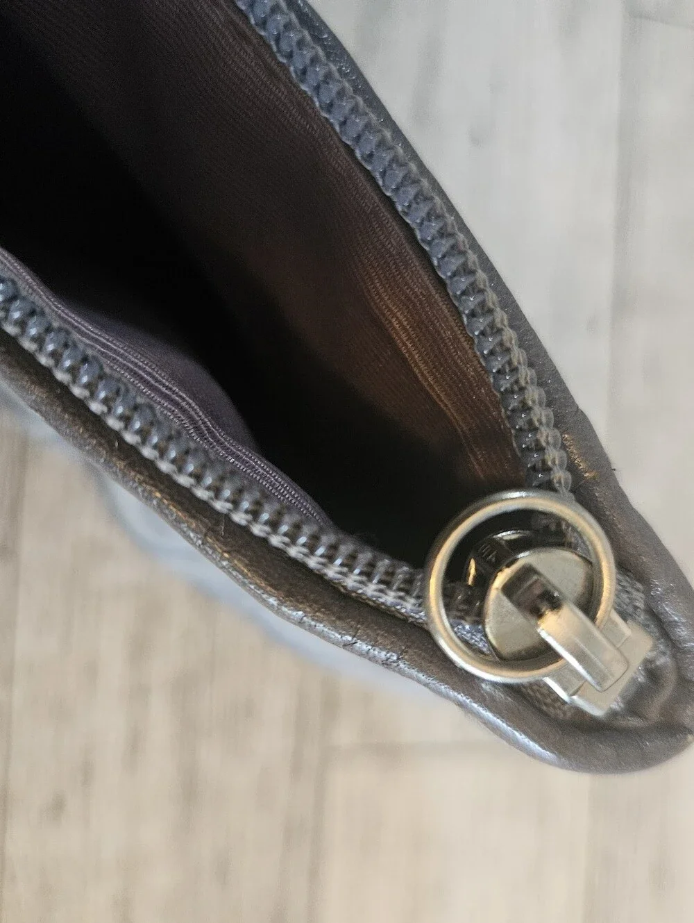 Coach Signature Pleated Wristlet Pouch Wallet Clutch Gray
